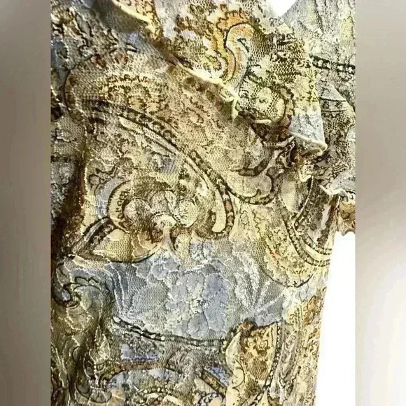 Giorgio Fiorlini Dress Vintage Y2K Lace Asymmetric V-Neck Slip Medium - Picture 3 of 8